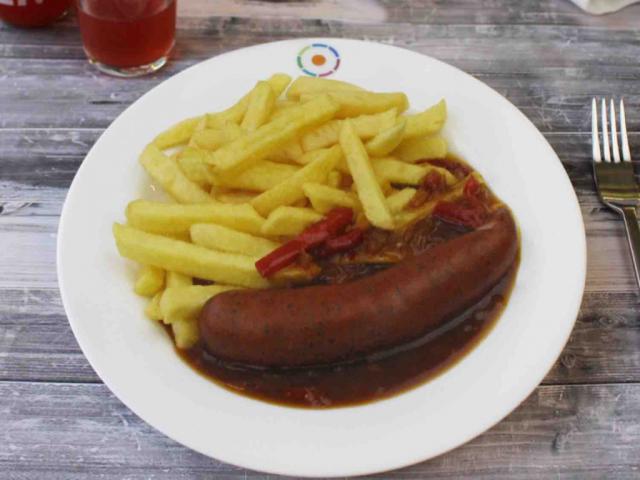 Käseknacker mit Paprikasauce und Pommes frites Mensa Vaihingen,  | Hochgeladen von: JLI