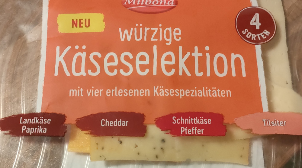 Calories - würzige Milbona, Cheddar, New Fddb products - Käseselektion
