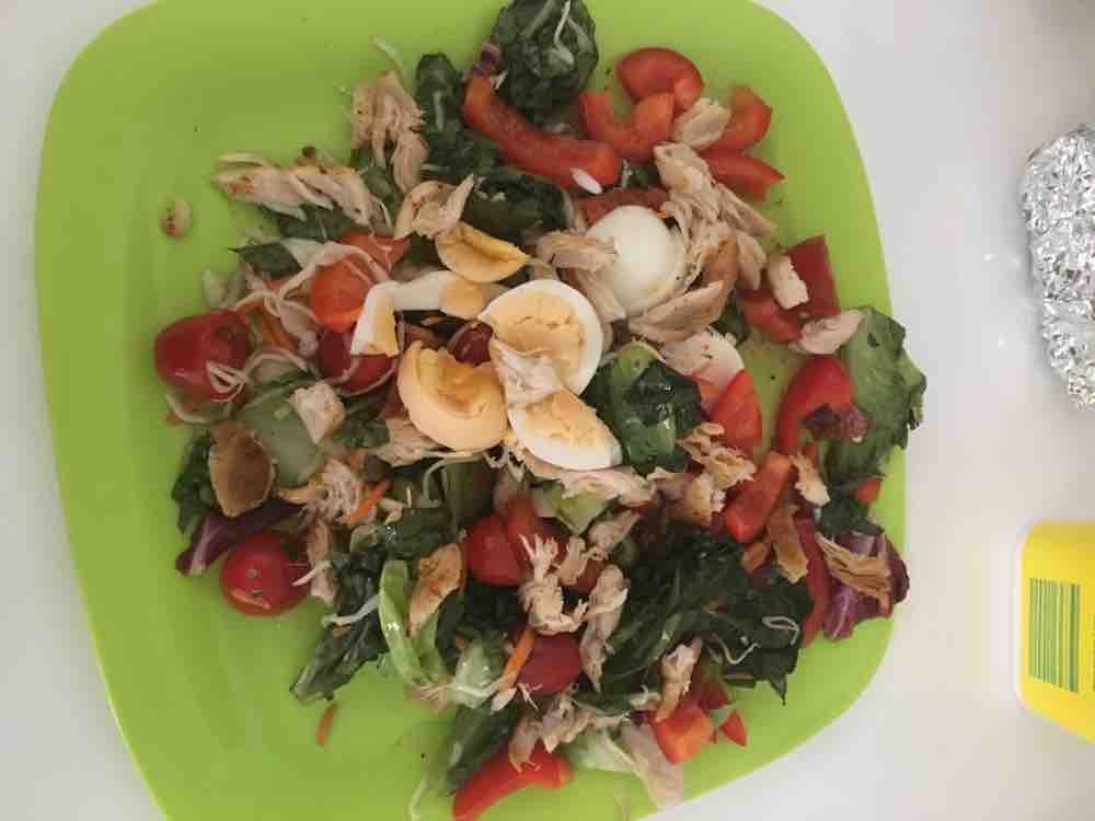 Selfmade Mixed Salad With Stripes Of Chicken Breast Calories