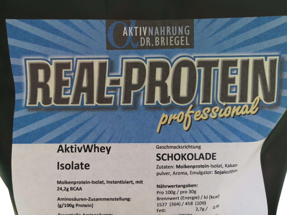 Real-Protein professional, AktivWhey Isolate Schokolade ohne Süß | Hochgeladen von: tineschu