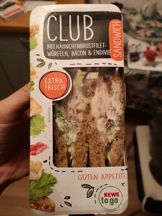Club Sandwich Rewe to go, Mit Hähnchenbrustwürfeln, Bacon &  | Hochgeladen von: mburdt981