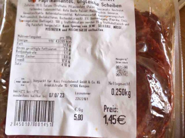 Geflügelsalami, mit Pflanzenfett im Pfeffermantel von jewelseinm | Hochgeladen von: jewelseinmalig