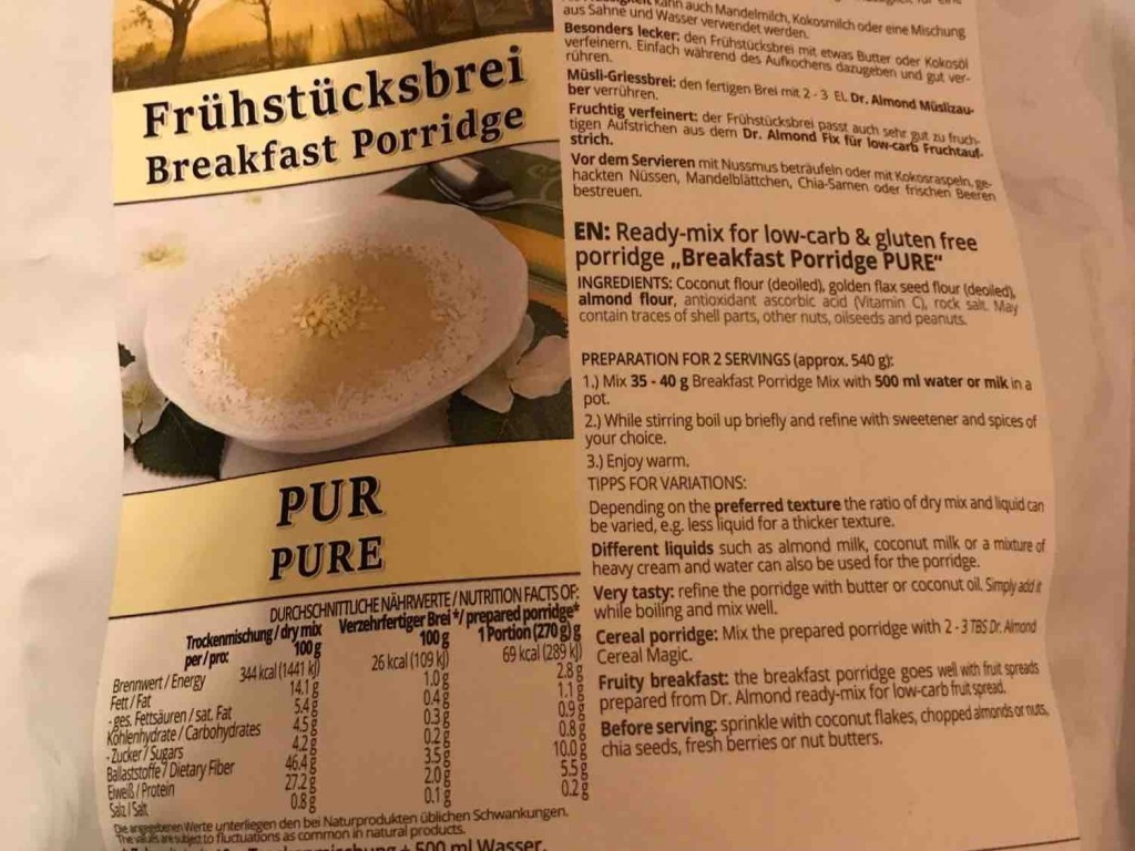 Frühstücksbrei Pur, Trockenmischung von Waasserpuddeldeier | Hochgeladen von: Waasserpuddeldeier