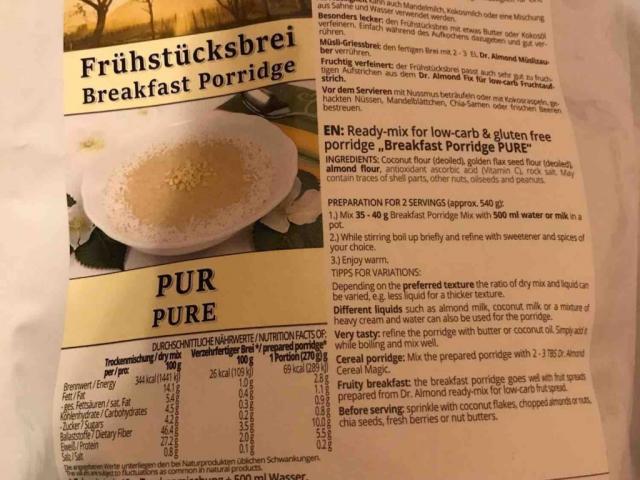 Frühstücksbrei Pur, Trockenmischung von Waasserpuddeldeier | Hochgeladen von: Waasserpuddeldeier