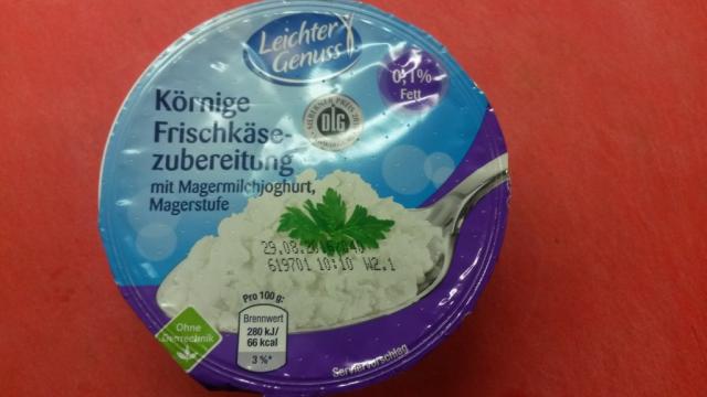 Körnige Frischkäsezubereitung, Magermilch 0.1% Fett | Hochgeladen von: Heike Kellmann