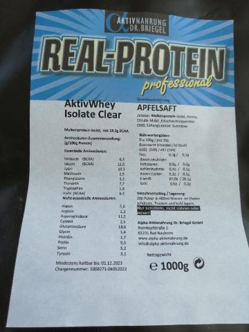 Real-Protein professionell Aktivwhey Isolate Clear Apfelsaft von | Hochgeladen von: tineschu