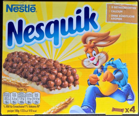 Nesquik, Getreideriegel mit Vollkornweizen und Kakao | Hochgeladen von: wertzui