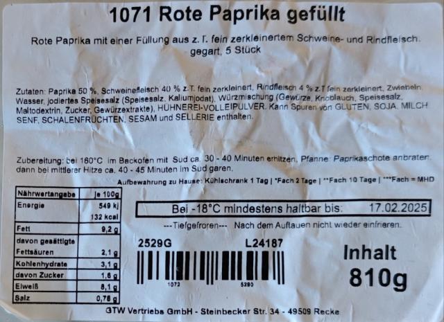 Rote Paprika gefüllt, Schweine- und Rindfleisch | Hochgeladen von: vzinn