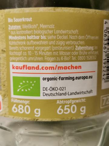 Sauerkraut Bio K-Classik, säuerlich mild | Hochgeladen von: LeeviHilija