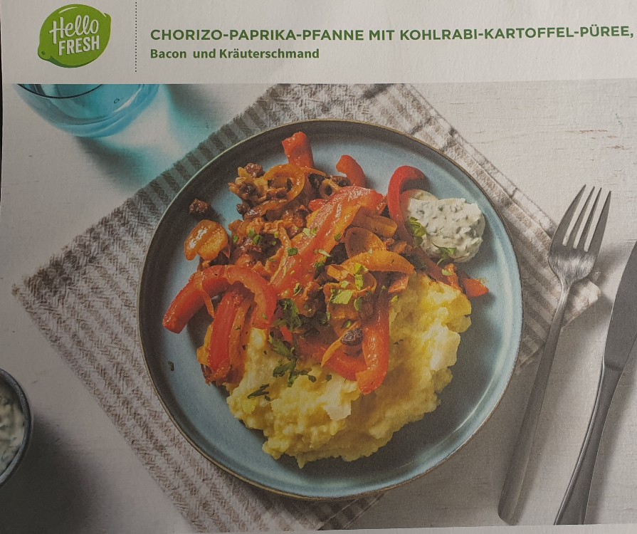 Chorizo-Paprika-Pfanne mit Kohlrabi-Kartoffel-Püree, Bacon und K | Hochgeladen von: cpapeweb.de