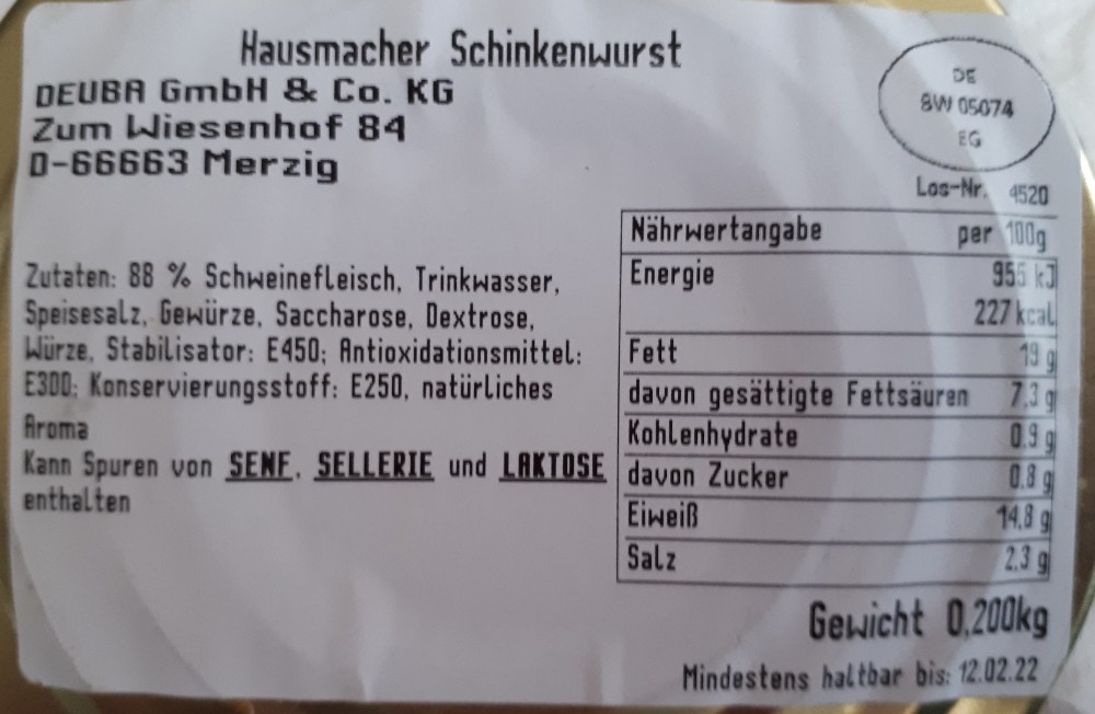 Hausmacher Schinkenwurst, Schweinefleisch + Gewürze von Enomis62 | Hochgeladen von: Enomis62