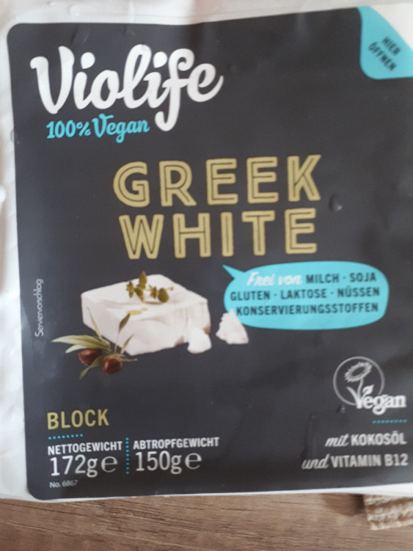 Greek White veganer Feta, mit Kokosöl und vit.B12 von erbsenkäse | Hochgeladen von: erbsenkäse