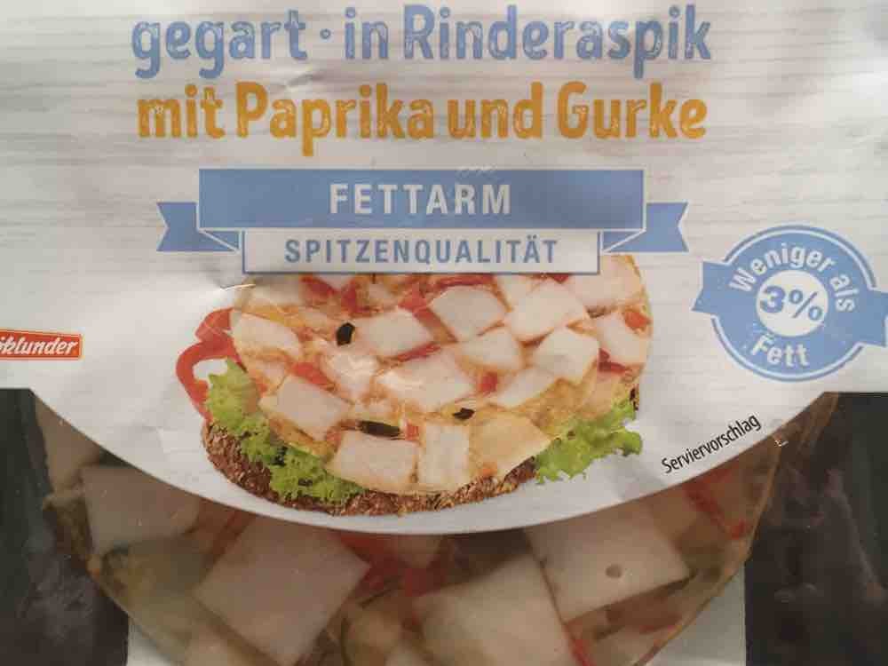 Hähnchenbrustfilet gegart in Rinderaspik mit Paprika und Gurke v | Hochgeladen von: praru