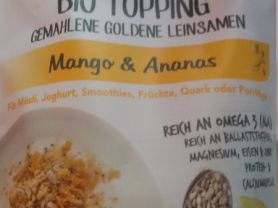 Bio-Topping Gemahlene Goldene Leinsamen, Mango & Ananas | Hochgeladen von: lgnt