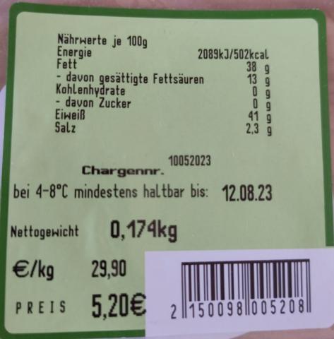 Vogtlandliebe Schafskäse Bärlauch (Schnittkäse 50% Fett iTr.)  | Hochgeladen von: Glitzerkriegerin