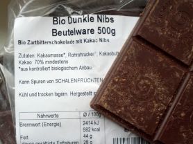 Bio Dunkle Nibs, Bio Zartbitterschokolade mit Kakao Nibs | Hochgeladen von: lgnt