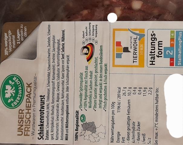 Schinkenrotwurst, 100g, 46% Schweinefleisch, Schweineblut von En | Hochgeladen von: Enomis62