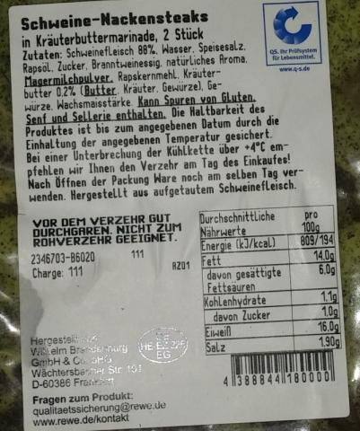 Schweine Nackensteak in Kräuterbuttermarinade 320g, Fleisch | Hochgeladen von: Dany.St
