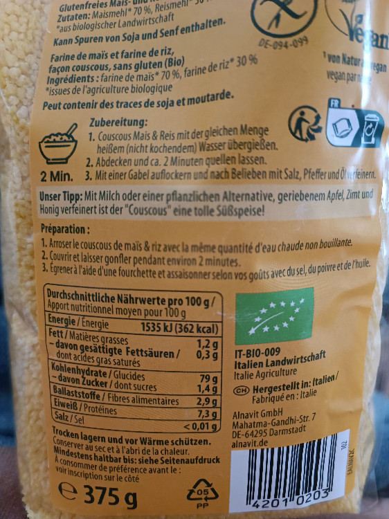 Bio Glutenfrei Couscous, aus Mais & Reis von patrickkumanovi | Hochgeladen von: patrickkumanovi786