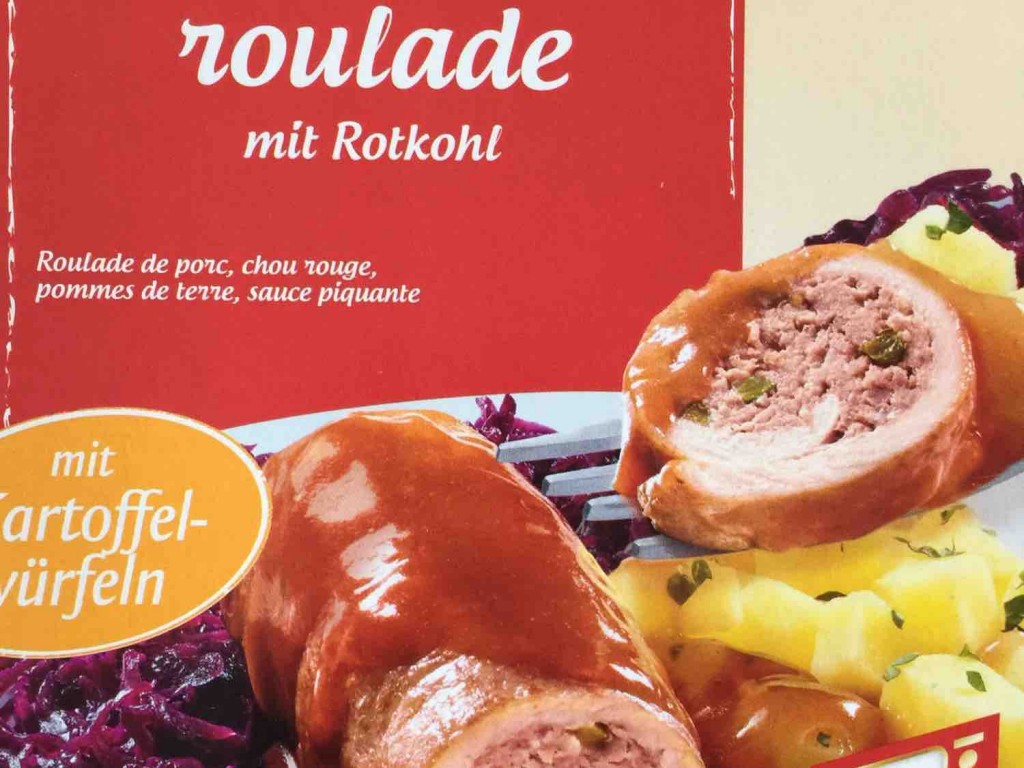Wingert Foods, Schweineroulade, mit Kartoffelwürfeln und Rotkohl ...
