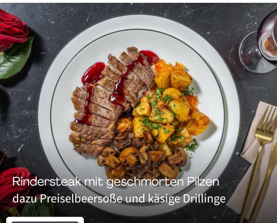 Rinderhüftsteak mit geschmorten Pilzen, Rindfleisch und Pilze vo | Hochgeladen von: sebastian_grossherr