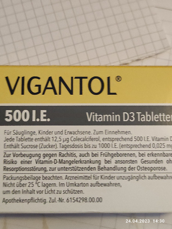 Vigantol 500I.E., Vitamin D Tabletten von Bernd R. | Hochgeladen von: Bernd R.