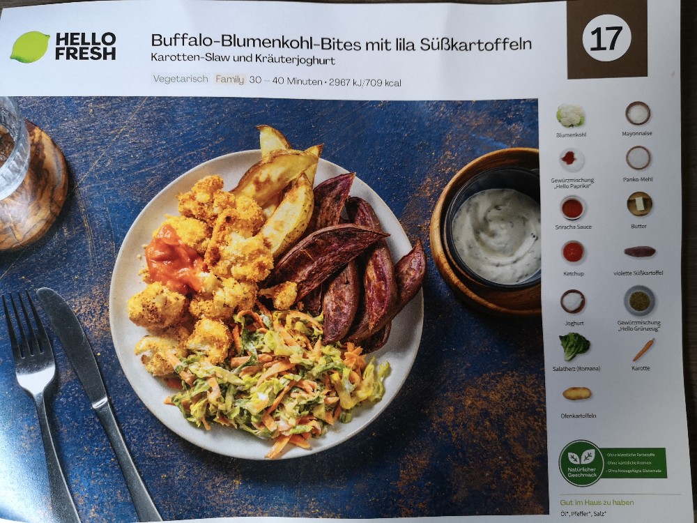 Hellofresh Buffalo-Blumenkohl-Bites mit lila Süßkartoffeln von C | Hochgeladen von: Calippso