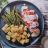 Gefüllte Hähnchenbrust im Baconmantel, mit Kartoffelwürfel und B | Hochgeladen von: minkipower