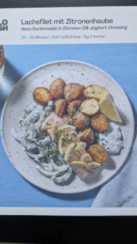 Lachsfilet mit Zitronenhaube, dazu Gurkensalat in Zitronen-Dill- | Hochgeladen von: metaltux