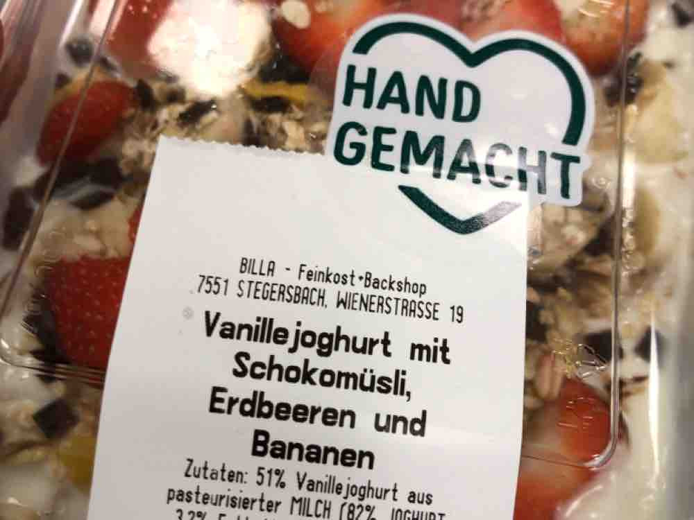 Vanillejoghurt mit Schokomüsli, mit Erdbeeren & Bananen von  | Hochgeladen von: milo2602