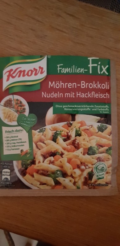 Knorr Familien-Fix Mhren Brokkoli Nudeln mit Hackfleisch  von Se | Hochgeladen von: Severin19