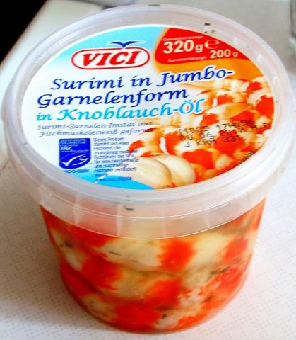 Surimi in Jumbo-Garnelenform, in Knoblauch-Öl | Hochgeladen von: Freddy2c