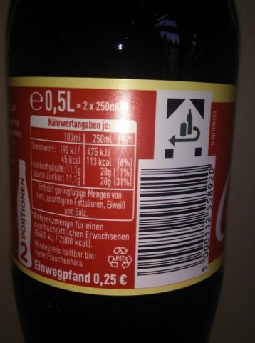 Coca-Cola Vanilla Nährwerte & Barcode | Hochgeladen von: n00b42