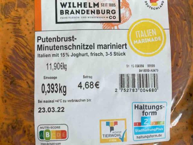 Putenbrust-Minutenschnitzel, mariniert Italien mit15% Joghurt vo | Hochgeladen von: alsonntag