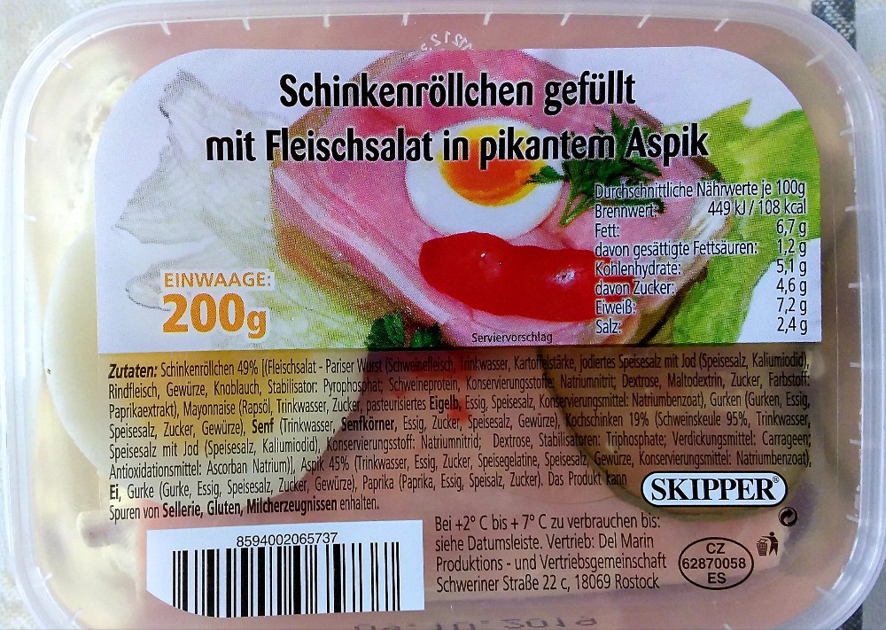 Schinkenröllchen in Aspik, gefüllt  mit Fleischsalat von Nini53 | Hochgeladen von: Nini53