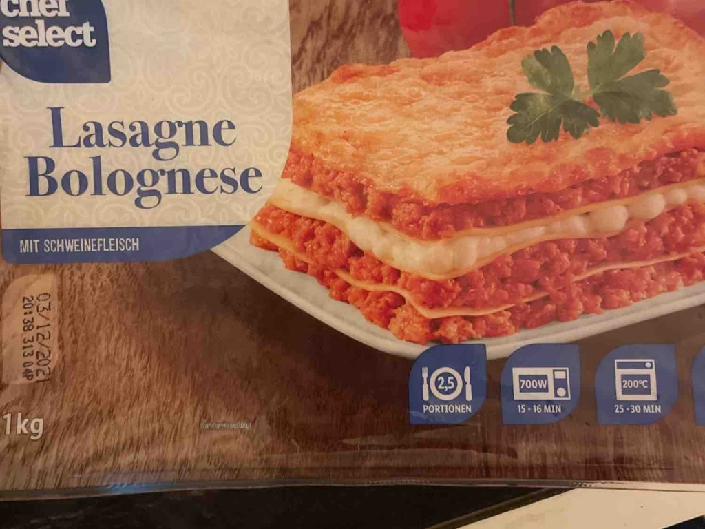 Chef Select, bolognese Lasagne - Fddb Calories products - New