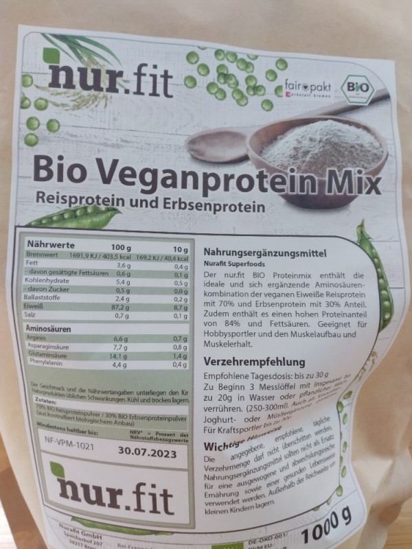 Bio Veganprotein Mix, Reisprotein Erbsenprotein von eprevator | Hochgeladen von: eprevator