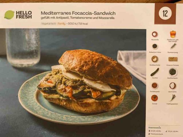 Mediterranes Focaccia-Sandwich, gefüllt mit Antipasti, Tomatencr | Hochgeladen von: Mar1a