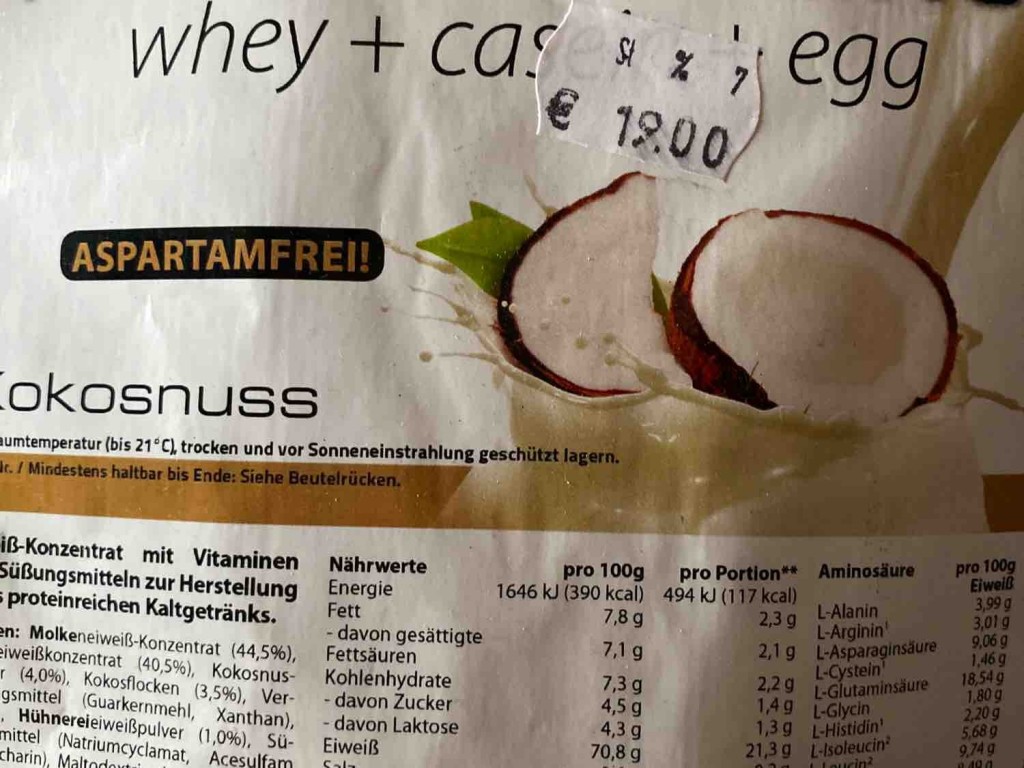 Protein Pulver Kokosnuss (Aspartamfrei), whey + casein + egg von | Hochgeladen von: jessifltschr