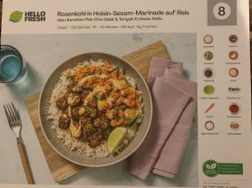 Rosenkohl in Hoisin-Sesam-Marinade auf Reis, Karotten-Pak-Choi,  | Hochgeladen von: Old Bone