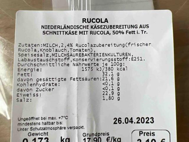 Rucola Schnittkäse, 50% Fett i. Tr. von JuergenLuenser | Hochgeladen von: JuergenLuenser