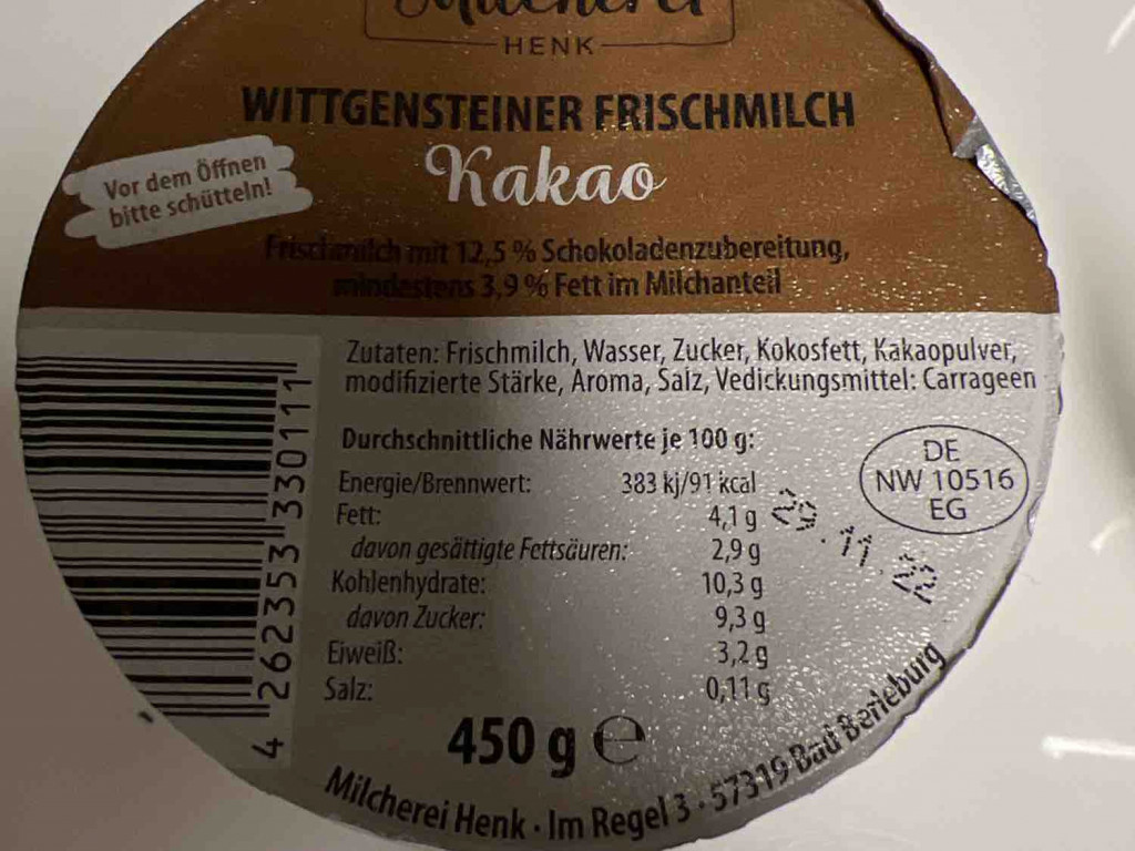 Wittgensteiner Frischmilch, 12,5% Schokolade 3,9%Fett von Toitre | Hochgeladen von: Toitres