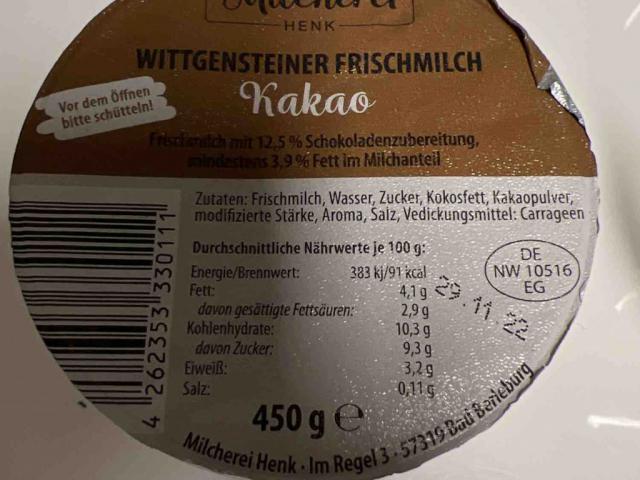 Wittgensteiner Frischmilch, 12,5% Schokolade 3,9%Fett von Toitre | Hochgeladen von: Toitres