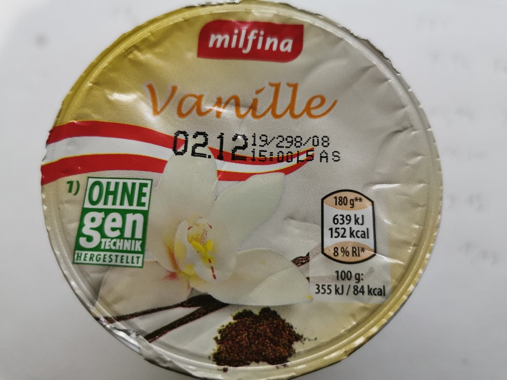 Milfina Vanillejoghurt, aus.pasteurisierter Milch mit 3.2% Fett  | Hochgeladen von: BernhardB7691