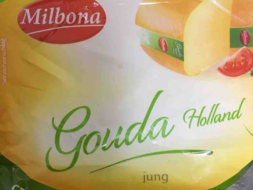 Milbona, Gouda Holland, Fddb Fett - jung, Stück, - am Käse 51% i.Tr. Kalorien