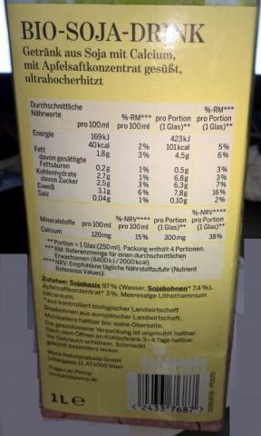 Bio-Soja-Drink, mit Calcium, gesüßt | Hochgeladen von: Tubben