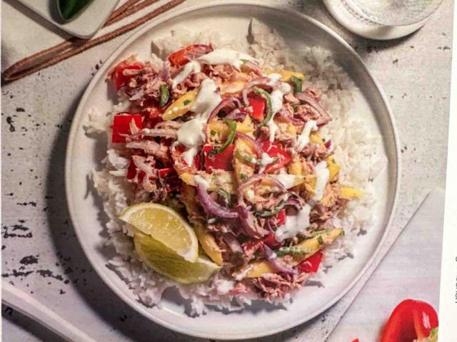 Fruchtig-scharfe Thunfisch-Bowl mit Reis, auf frischem Mango-Pap | Hochgeladen von: GabrielaTh