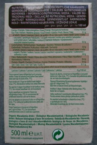 Organic Bio Macadamia-Drink (Rückseite) | Hochgeladen von: heungsti