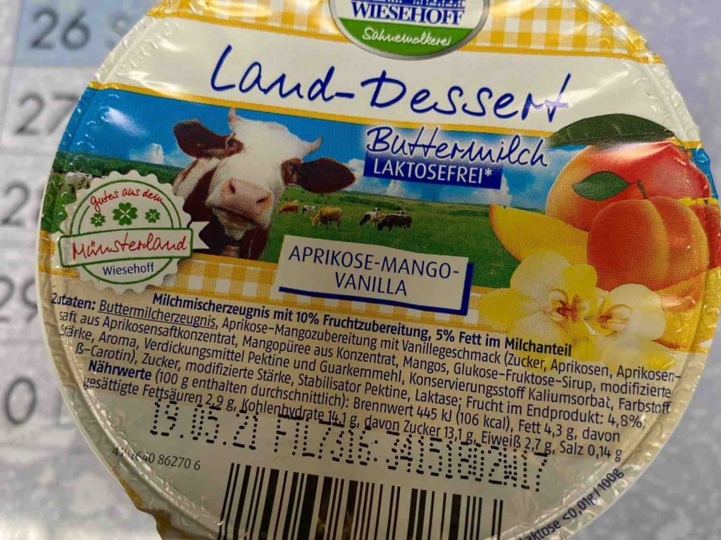Land -Dessert Buttermilch (Aprikose-Mango-Vanille), laktosefrei  | Hochgeladen von: TrippleAE