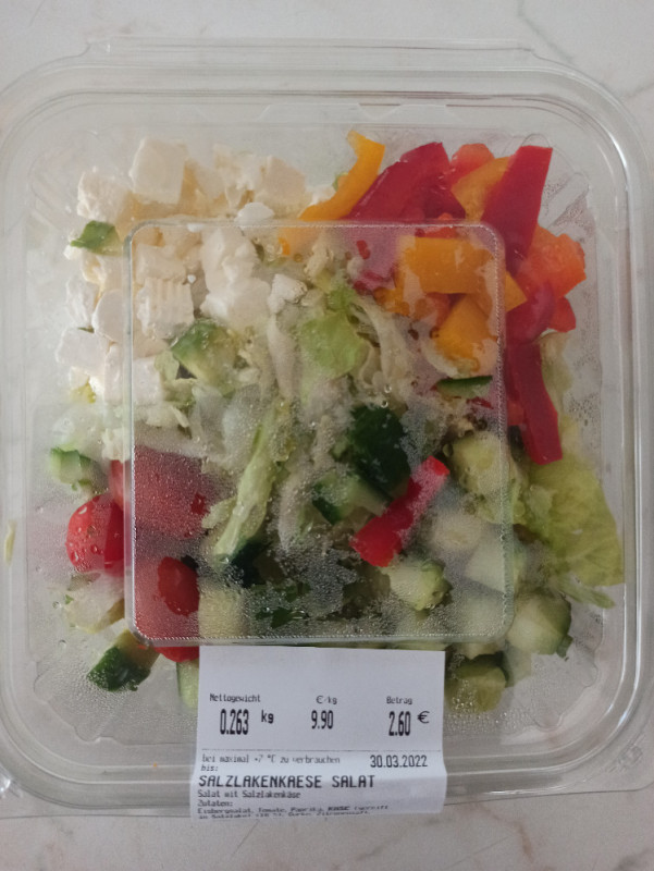 Salzlakenkäse Salat, mit Tomate, Paprika, Gurke von ninelele | Hochgeladen von: ninelele